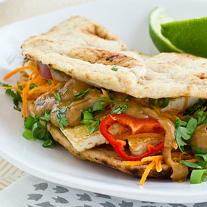 Crispy Tofu Sandwiches with Ginger Peanut Sauce